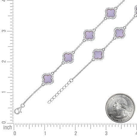 925 Sterling Silver Cz Bracelet 8" (7"+1")