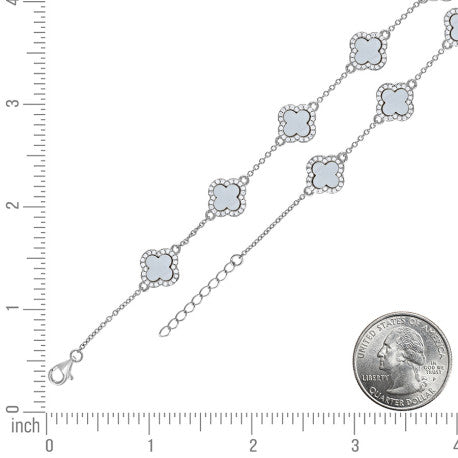 925 Sterling Silver Cz Bracelet 8" (7"+1")