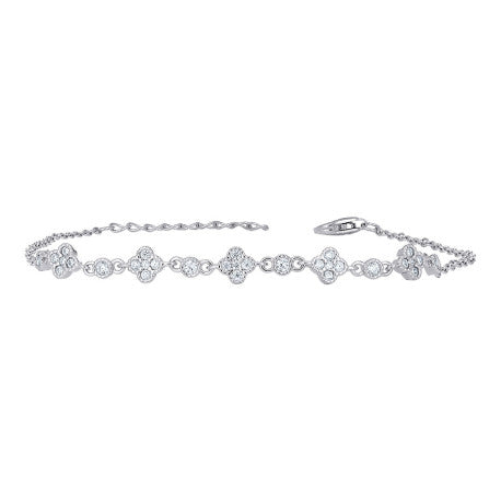 925 Sterling Silver Cz Bracelet 8"(7"+1")
