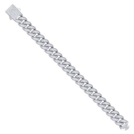 925 Sterling Silver Cz Chain 12mm