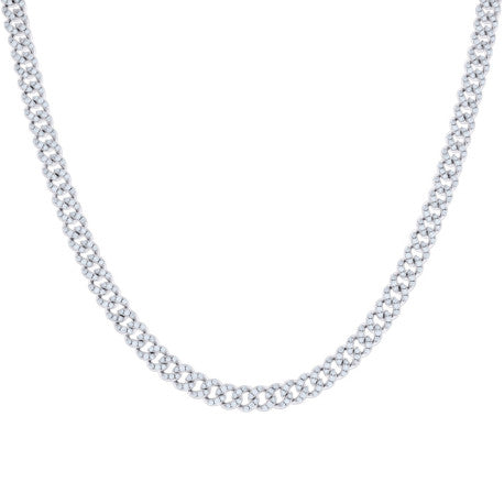 925 Sterling Silver Cz Chain 6mm-7"-24"