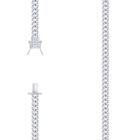 925 Sterling Silver Cz Chain 6mm-7"-24"