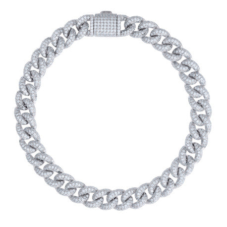 925 Sterling Silver Cz Chain 8mm