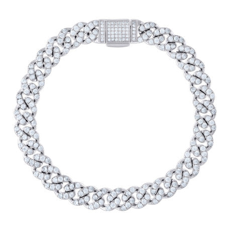 925 Sterling Silver Cz Chain 8mm