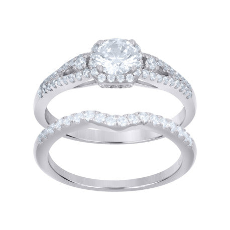 925 Sterling Silver Cz Duo Ring S6-S9