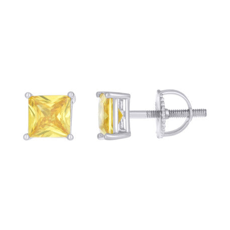 925 Sterling Silver Cz Earrings 6mm Screwback