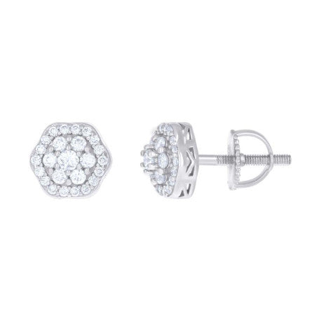 925 Sterling Silver Cz Earrings With Screwback