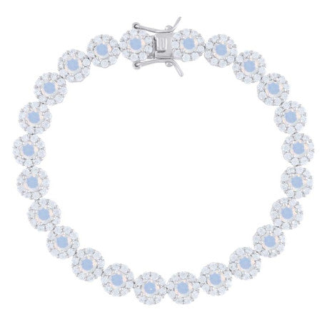 925 Sterling Silver Cz Flower Bracelet