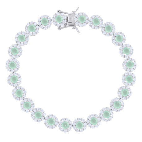 925 Sterling Silver Cz Flower Bracelet