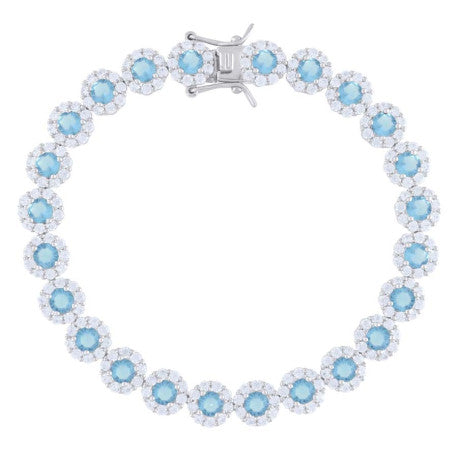 925 Sterling Silver Cz Flower Bracelet