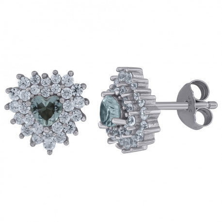 925 Sterling Silver Cz Heart Earrings