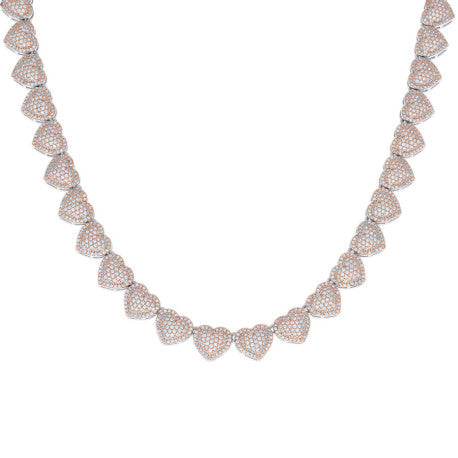 925 Sterling Silver Cz Heart Necklace 10mm