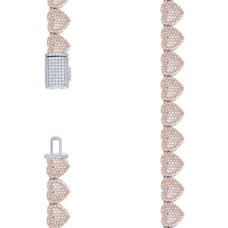 925 Sterling Silver Cz Heart Necklace 10mm