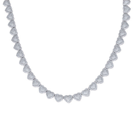 925 Sterling Silver Cz Heart Necklace 8mm