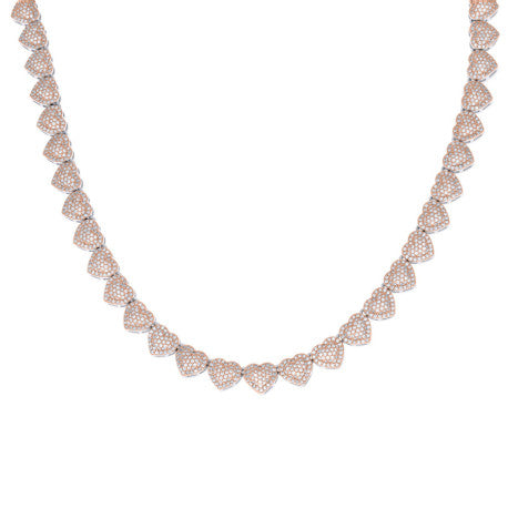 925 Sterling Silver Cz Heart Necklace 8mm