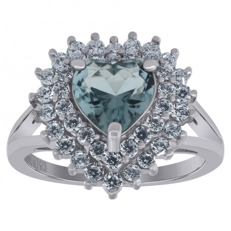 925 Sterling Silver Cz Heart Ring