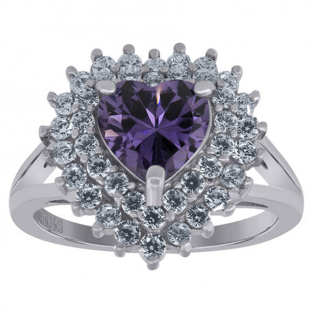 925 Sterling Silver Cz Heart Ring