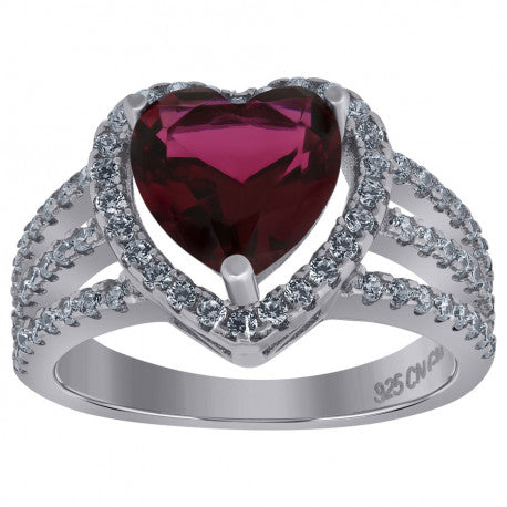 925 Sterling Silver Cz Heart Ring