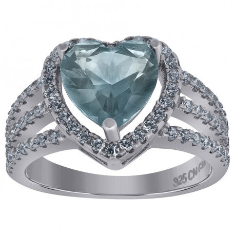 925 Sterling Silver Cz Heart Ring