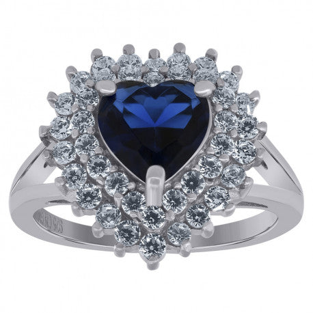 925 Sterling Silver Cz Heart Ring