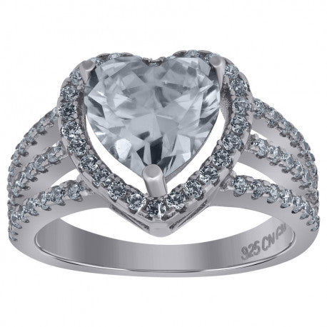 925 Sterling Silver Cz Heart Ring