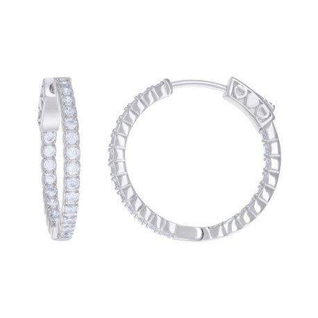 925 Sterling Silver Cz Hoop Earrings 2.0-25mm-45mm