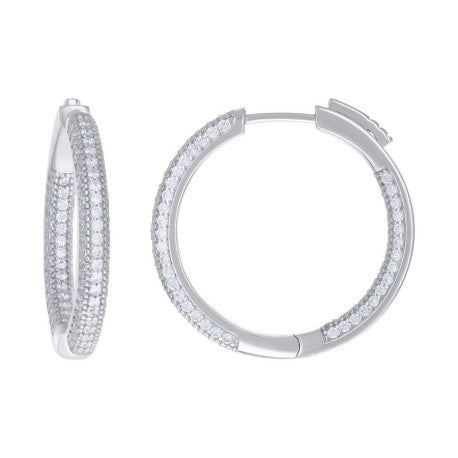 925 Sterling Silver Cz Hoop Earrings 3-25 mm-50mm