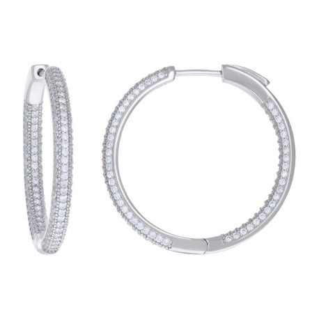 925 Sterling Silver Cz Hoop Earrings 3-25 mm-50mm