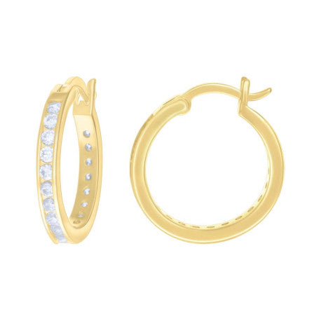 925 Sterling Silver Cz Hoop Earrings 3mm-20