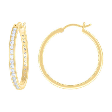 925 Sterling Silver Cz Hoop Earrings 3mm-30
