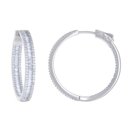 925 Sterling Silver Cz Hoop Earrings 4-25mm-30mm
