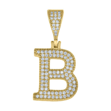 925 Sterling Silver Cz Initial "B" Pendant