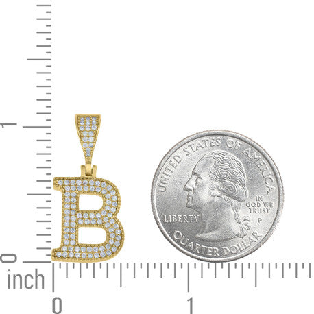 925 Sterling Silver Cz Initial "B" Pendant