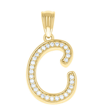 925 Sterling Silver Cz Initial "C" Pendant