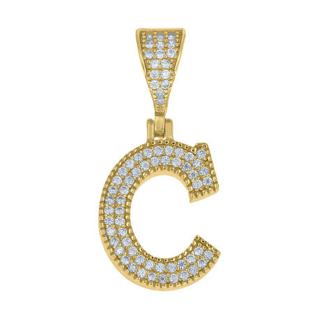 925 Sterling Silver Cz Initial "C" Pendant