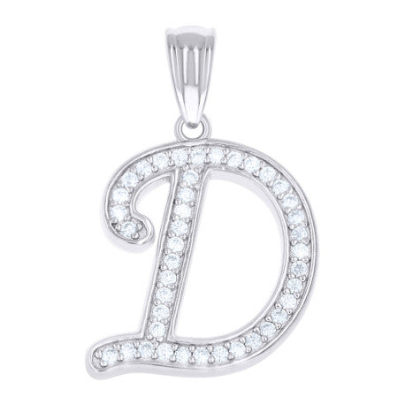 925 Sterling Silver Cz Initial "D" Pendant
