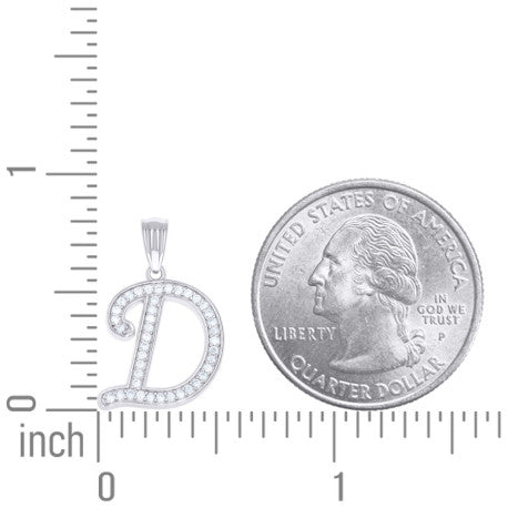 925 Sterling Silver Cz Initial "D" Pendant