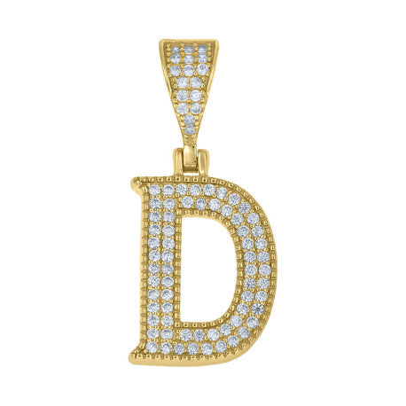 925 Sterling Silver Cz Initial "D" Pendant