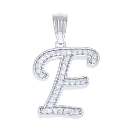 925 Sterling Silver Cz Initial "E" Pendant