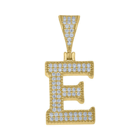 925 Sterling Silver Cz Initial "E" Pendant