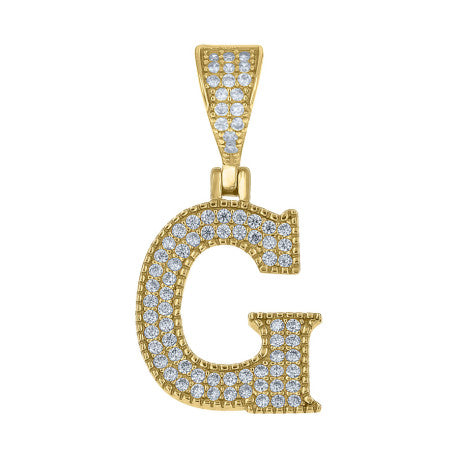 925 Sterling Silver Cz Initial "G" Pendant