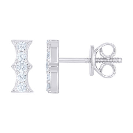 925 Sterling Silver Cz Initial "I" Earrings