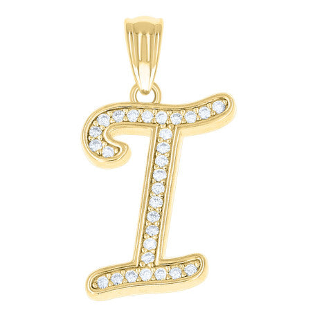 925 Sterling Silver Cz Initial "I" Pendant