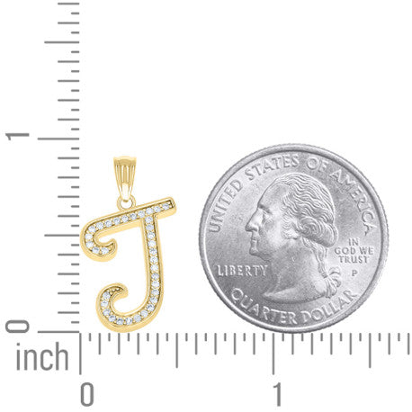 925 Sterling Silver Cz Initial "J" Pendant