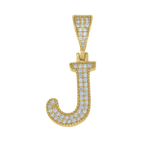 925 Sterling Silver Cz Initial "J" Pendant