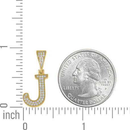 925 Sterling Silver Cz Initial "J" Pendant