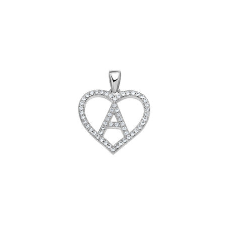 925 Sterling Silver Cz Initial Letter Pendant "A"