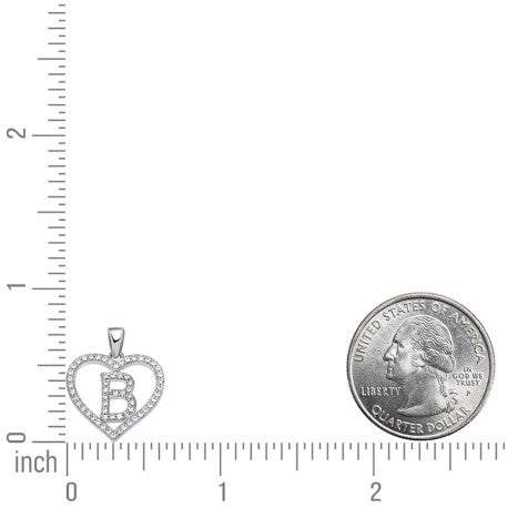 925 Sterling Silver Cz Initial Letter Pendant "B"