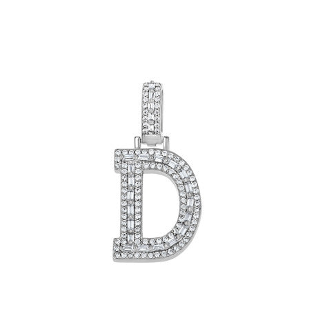 925 Sterling Silver Cz Initial Letter Pendant "D"