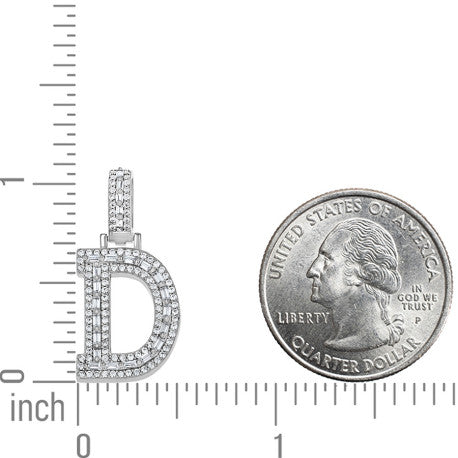 925 Sterling Silver Cz Initial Letter Pendant "D"
